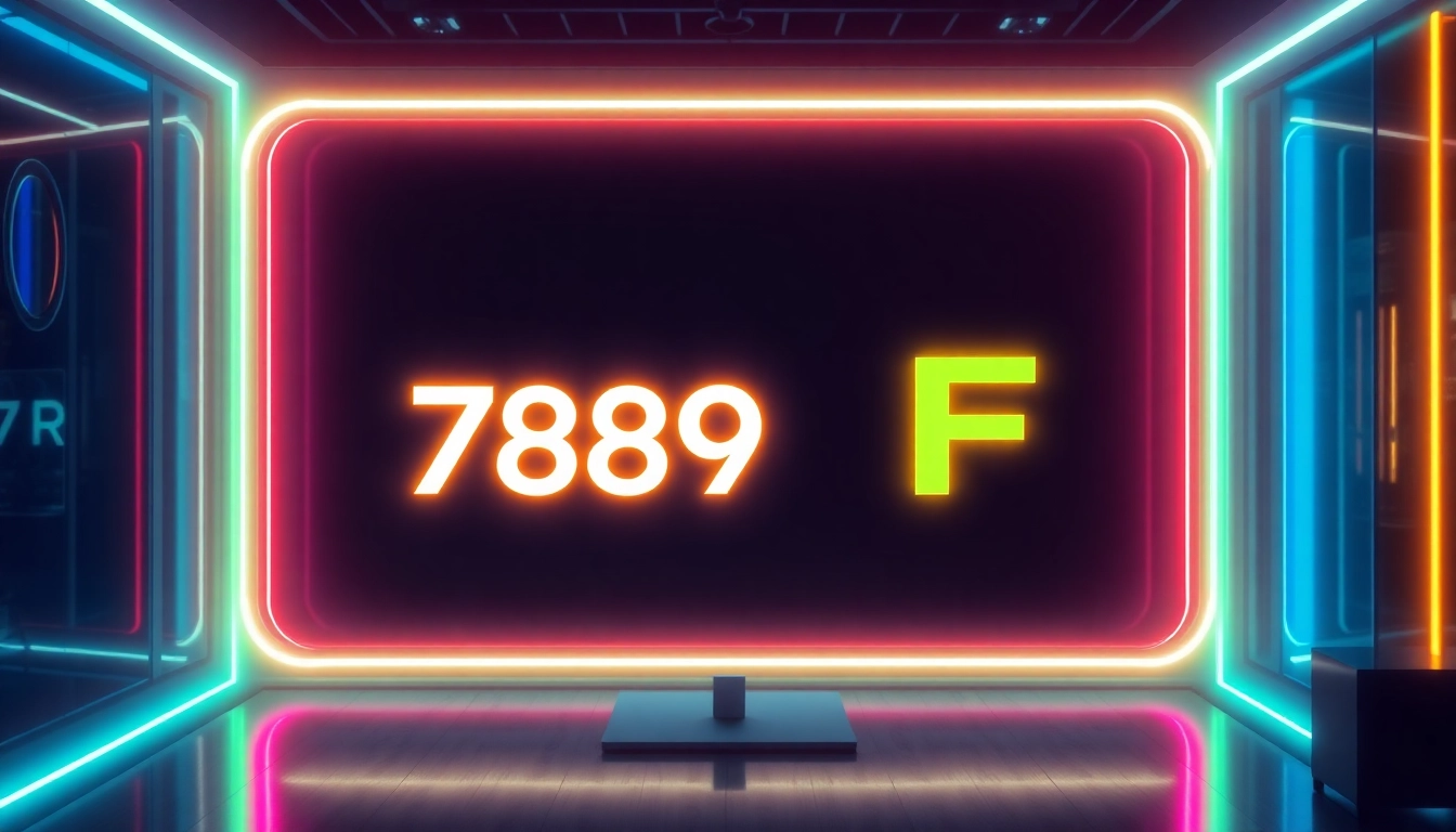 Dynamic digital display illustrating 789F's online gaming platform with vibrant visuals and engaging interface for user interaction.