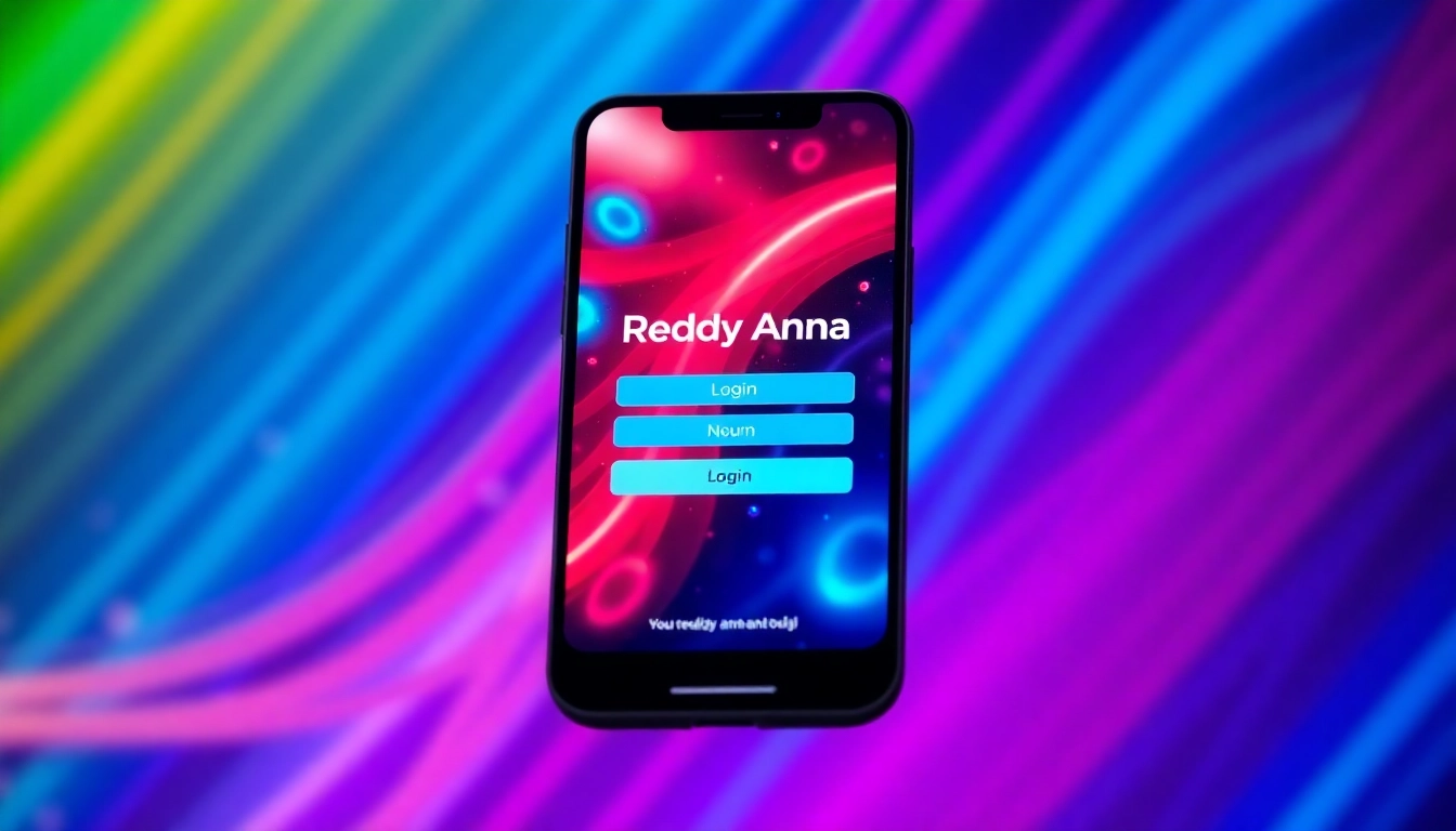 Secure Reddy Anna Login screen on mobile device with sports betting dashboard, inviting users to access live cricket and casino games effortlessly.