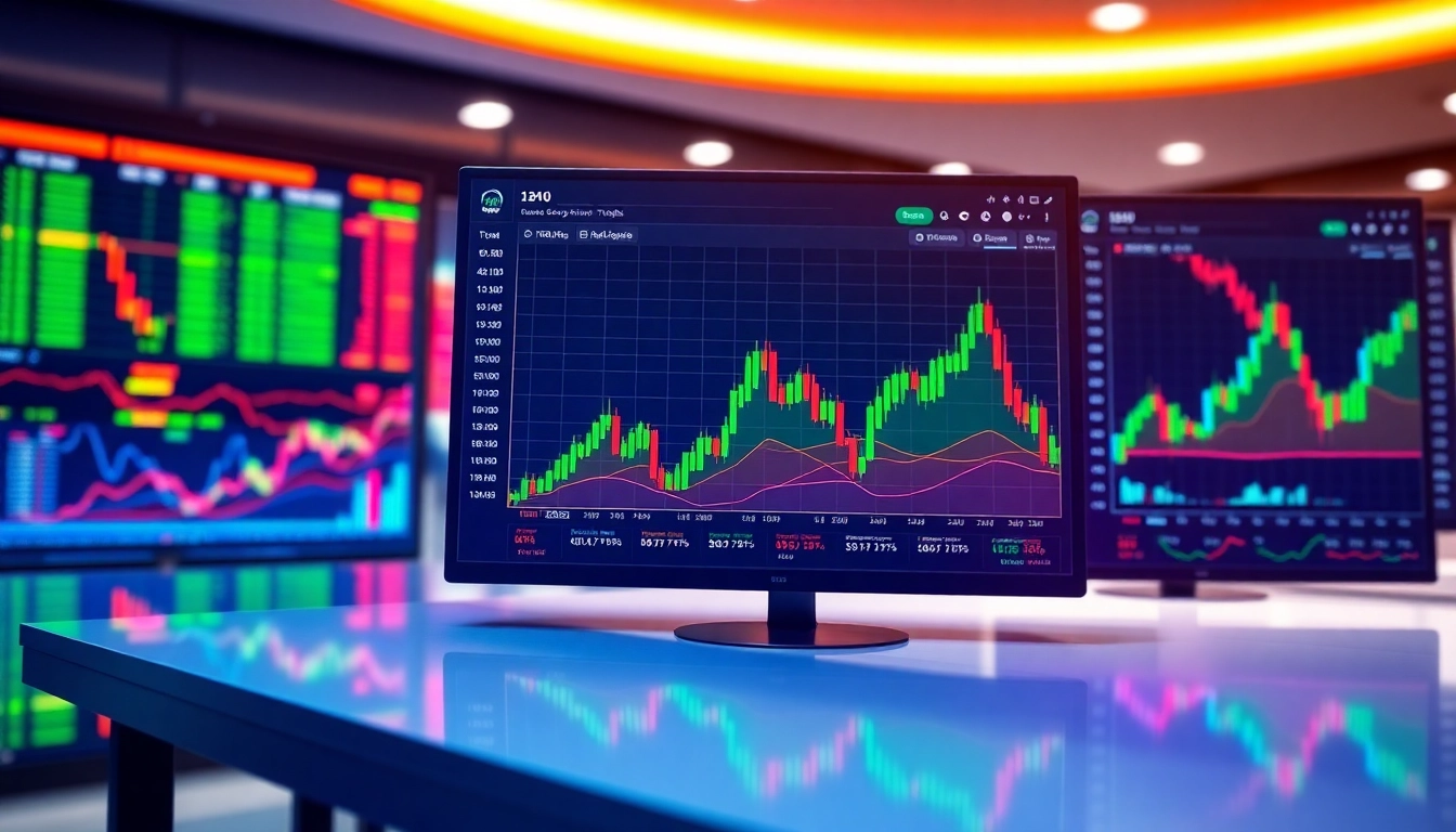 Trading view platform displaying real-time market charts and trading analytics for investors